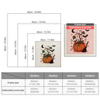 Size chart for square punch needle kits from 30 x 30 cm to 60 x 60 cm
