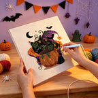 Punching the Pumpkin Vine Pot design with the punch needle