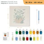 Pumpkin Vine Pot punch needle kit, 16 × 16 in (40 × 40 cm): canvas size and kit contents