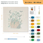 Pumpkin Vine Pot punch needle kit, 24 × 24 in (60 × 60 cm): canvas size and kit contents