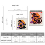 Size chart for square punch needle kits from 30 x 30 cm to 60 x 60 cm