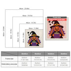 Size chart for square punch needle kits from 30 x 30 cm to 60 x 60 cm