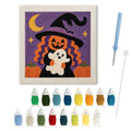 Pumpkin Witch Hug punch needle kit: finished canvas with threads, punch needle and threader