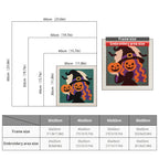 Size chart for square punch needle kits from 30 x 30 cm to 60 x 60 cm