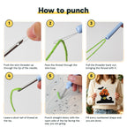 Six steps showing how to thread and use the punch needle