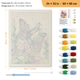 Purple Butterflies punch needle kit, 24 × 32 in (60 × 80 cm): canvas size and kit contents