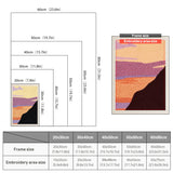 Size chart for punch needle kits from 20 x 30 cm to 60 x 80 cm