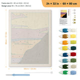 Purple Cliff Sunset punch needle kit, 24 × 32 in (60 × 80 cm): canvas size and kit contents