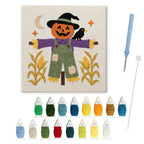 Purple Coat Scarecrow punch needle kit: finished canvas with threads, punch needle and threader