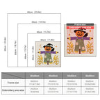 Size chart for square punch needle kits from 30 x 30 cm to 60 x 60 cm