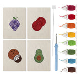 Purple Grape Bunch mini punch needle kit set: four finished canvases with threads, punch needle and threader