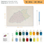 Purple Grapes punch needle kit, 16 × 20 in (40 × 50 cm): canvas size and kit contents