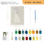 Purple Umbrella Ghost punch needle kit, 8 × 12 in (20 × 30 cm): canvas size and kit contents