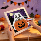 Punching the Raccoon Ghost design with the punch needle