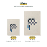 Size chart for the two mini canvas sizes: 6 x 8 in and 8 x 12 in
