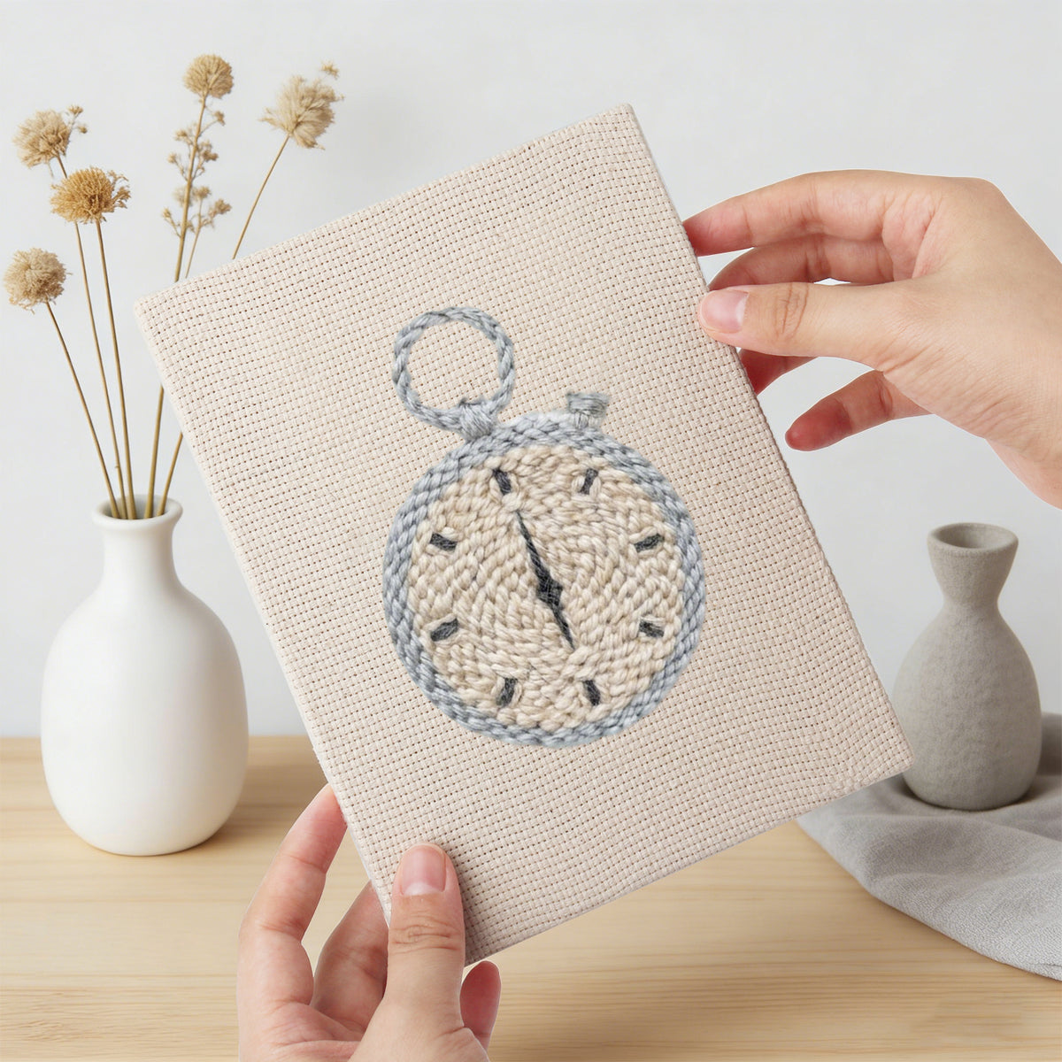 Hand holding a finished Race Day Gear mini canvas