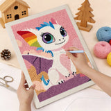 Punching the Rainbow Baby Dragon design with the punch needle