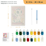Rainbow Baby Dragon punch needle kit, 8 × 12 in (20 × 30 cm): canvas size and kit contents
