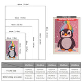 Size chart for punch needle kits from 20 x 30 cm to 60 x 80 cm