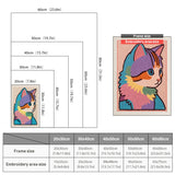 Size chart for punch needle kits from 20 x 30 cm to 60 x 80 cm