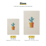 Size chart for the two mini canvas sizes: 6 x 8 in and 8 x 12 in