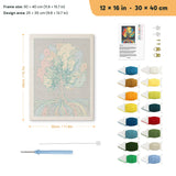 Rainbow Roots Tree punch needle kit, 12 × 16 in (30 × 40 cm): canvas size and kit contents