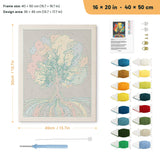 Rainbow Roots Tree punch needle kit, 16 × 20 in (40 × 50 cm): canvas size and kit contents