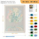 Rainbow Roots Tree punch needle kit, 24 × 32 in (60 × 80 cm): canvas size and kit contents