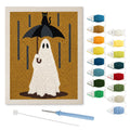 Rainy Day Ghost punch needle kit: finished canvas with threads, punch needle and threader