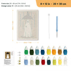 Rainy Day Ghost punch needle kit, 8 × 12 in (20 × 30 cm): canvas size and kit contents
