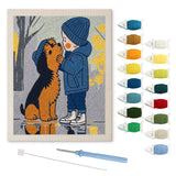 Rainy Day Pals punch needle kit: finished canvas with threads, punch needle and threader