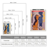Size chart for punch needle kits from 20 x 30 cm to 60 x 80 cm