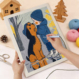 Punching the Rainy Day Pals design with the punch needle