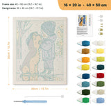 Rainy Day Pals punch needle kit, 16 × 20 in (40 × 50 cm): canvas size and kit contents