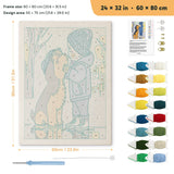 Rainy Day Pals punch needle kit, 24 × 32 in (60 × 80 cm): canvas size and kit contents