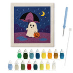 Rainy Night Ghost punch needle kit: finished canvas with threads, punch needle and threader