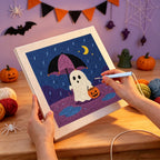 Punching the Rainy Night Ghost design with the punch needle