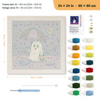 Rainy Night Ghost punch needle kit, 24 × 24 in (60 × 60 cm): canvas size and kit contents
