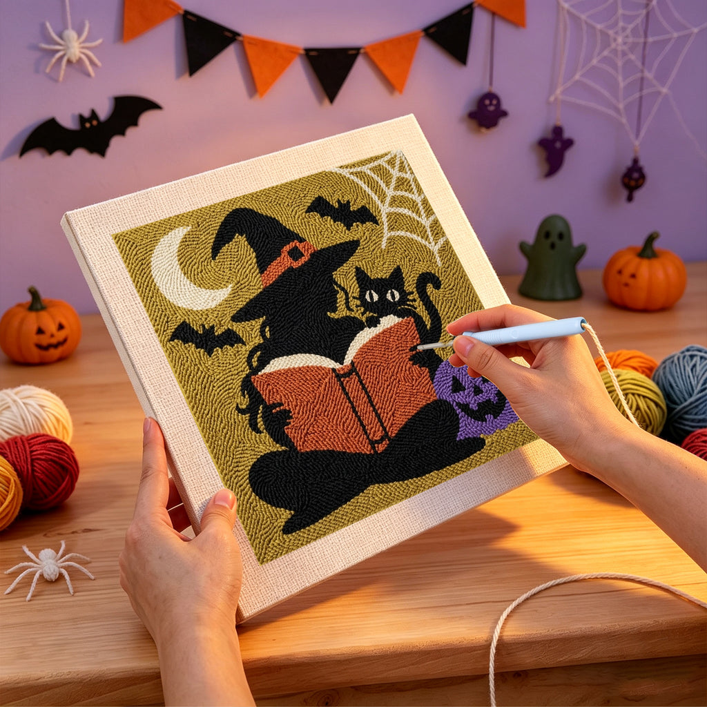Punching the Reading Witch design with the punch needle