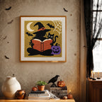 Finished Reading Witch punch needle canvas on a wall