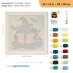 Reading Witch punch needle kit, 24 × 24 in (60 × 60 cm): canvas size and kit contents