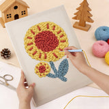Punching the Red Center Sunflower design with the punch needle