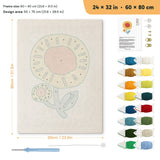Red Center Sunflower punch needle kit, 24 × 32 in (60 × 80 cm): canvas size and kit contents