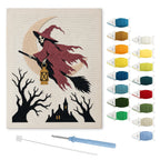 Red Cloak Witch punch needle kit: finished canvas with threads, punch needle and threader