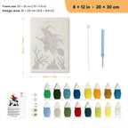 Red Cloak Witch punch needle kit, 8 × 12 in (20 × 30 cm): canvas size and kit contents