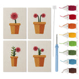 Red Daisy Pots mini punch needle kit set: four finished canvases with threads, punch needle and threader