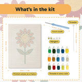 What is in the Red Daisy kit: printed canvas, punch needle, threader, threads, color guide and hangers