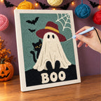 Punching the Red Hat Ghost design with the punch needle