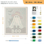 Red Hat Ghost punch needle kit, 20 × 24 in (50 × 60 cm): canvas size and kit contents