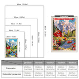 Size chart for punch needle kits from 20 x 30 cm to 60 x 80 cm
